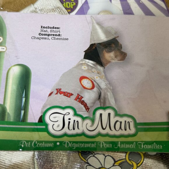 Wizard Of Oz Tin Man Pet Costume Small Hat & Shirt Silver Wicked Rubies - Picture 3 of 8